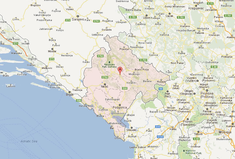 Google Map of Montenegro